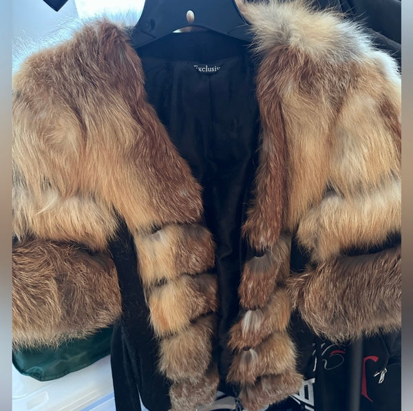 Fox fur and cashmere bolero jacket