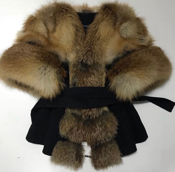 Fox fur and cashmere bolero jacket