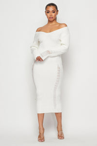 Winter White Sassy Knit Dress