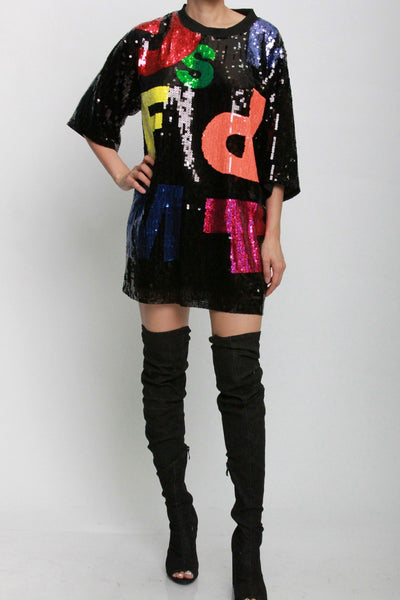 Black Vibe Sequin Shirt/Dress