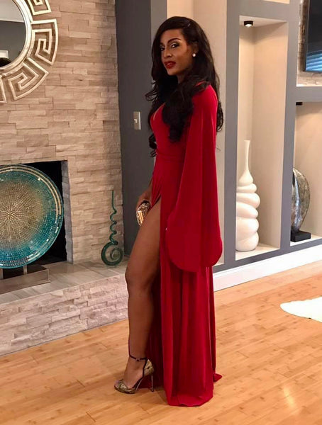 Sexy Red Long Dress with Splits