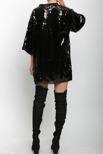 Black Vibe Sequin Shirt/Dress
