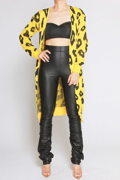 Brandy Leopard Print Cardigan (yellow)